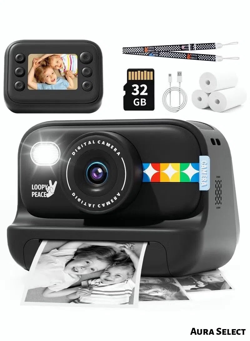 Aura Select Instant Print Camera for Kids, 1080P Digital Video Camera 48MP Photos , 32GB Card &3 rolls of printer paper,Great Gift for Kids - Image 1